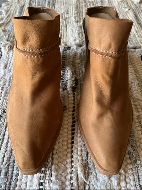Dolce Vita Cognac Pointed Leather Ankle Booties